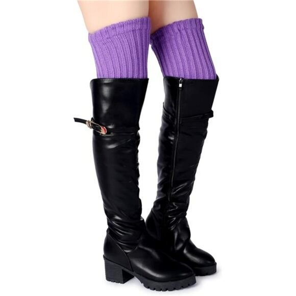Over Knee High Footless Knit Leg Warmers Winter Long Socks for Women Girls - Picture 4 of 5